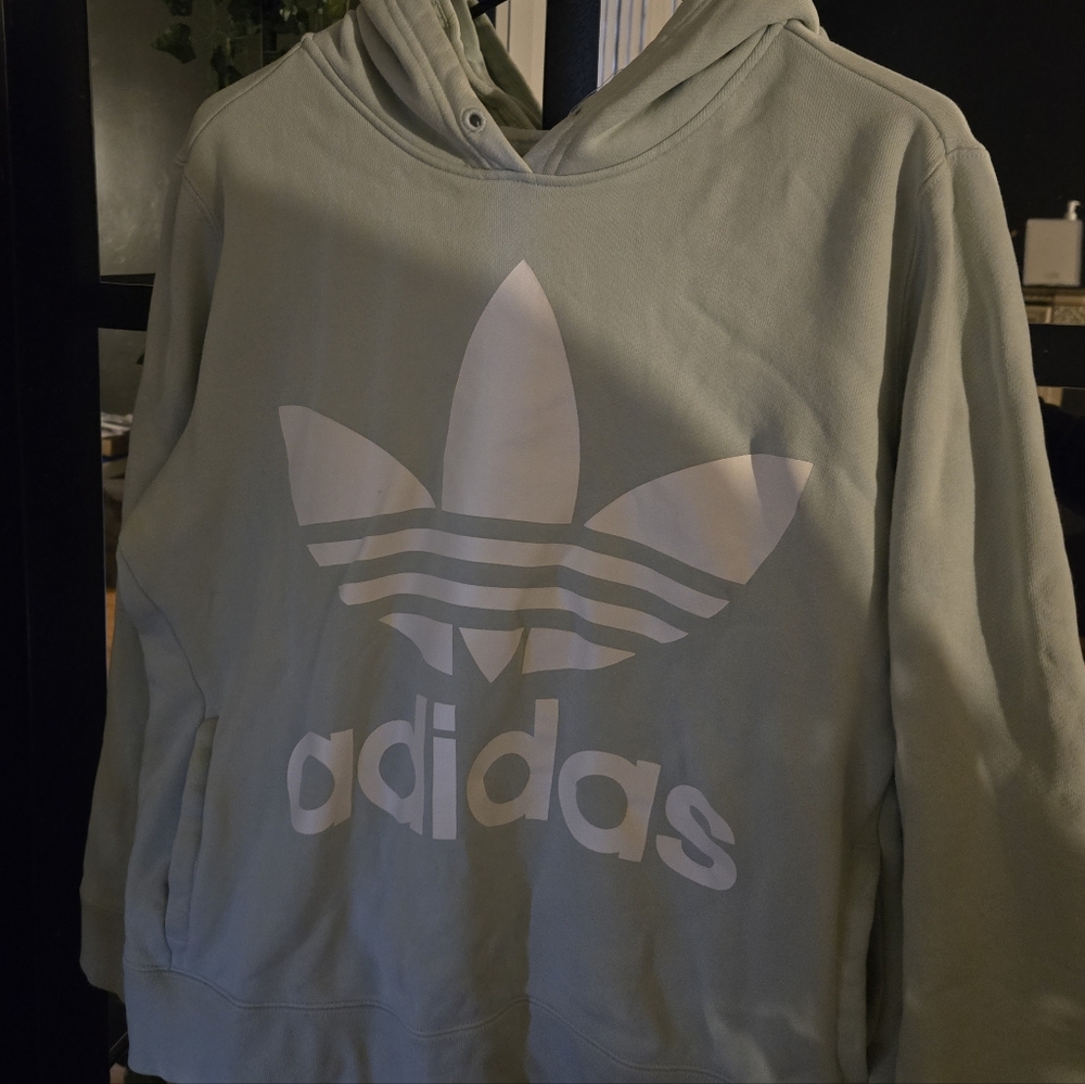 Adidas Womens Soft Blue Green Hoodie Size M Used - Picture 2 of 6